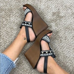 Mari A. Beaded Wedge Sandals